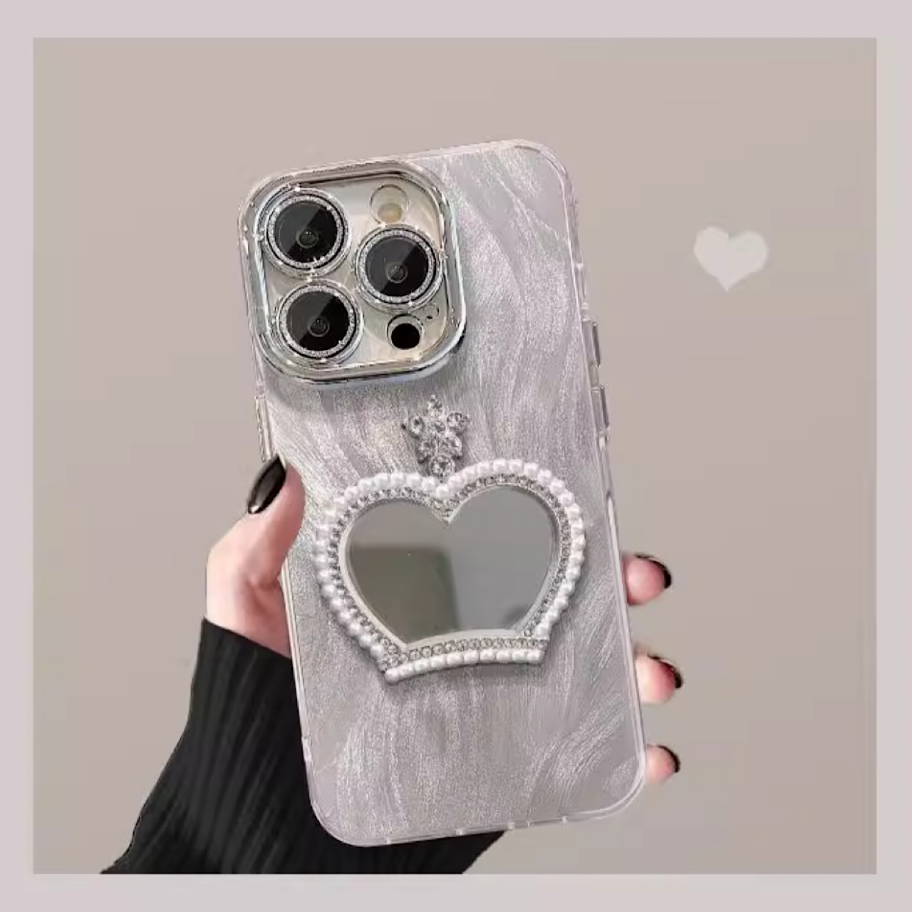 iPhoneケース おしゃれ 王冠 ミラー付き スマホケース