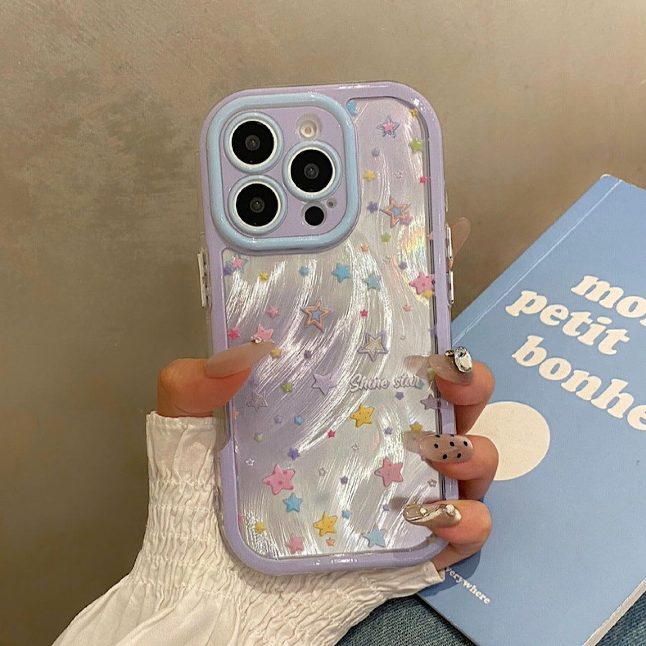 iPhoneケースキラキラ流れ星とパステルスター スマホケース