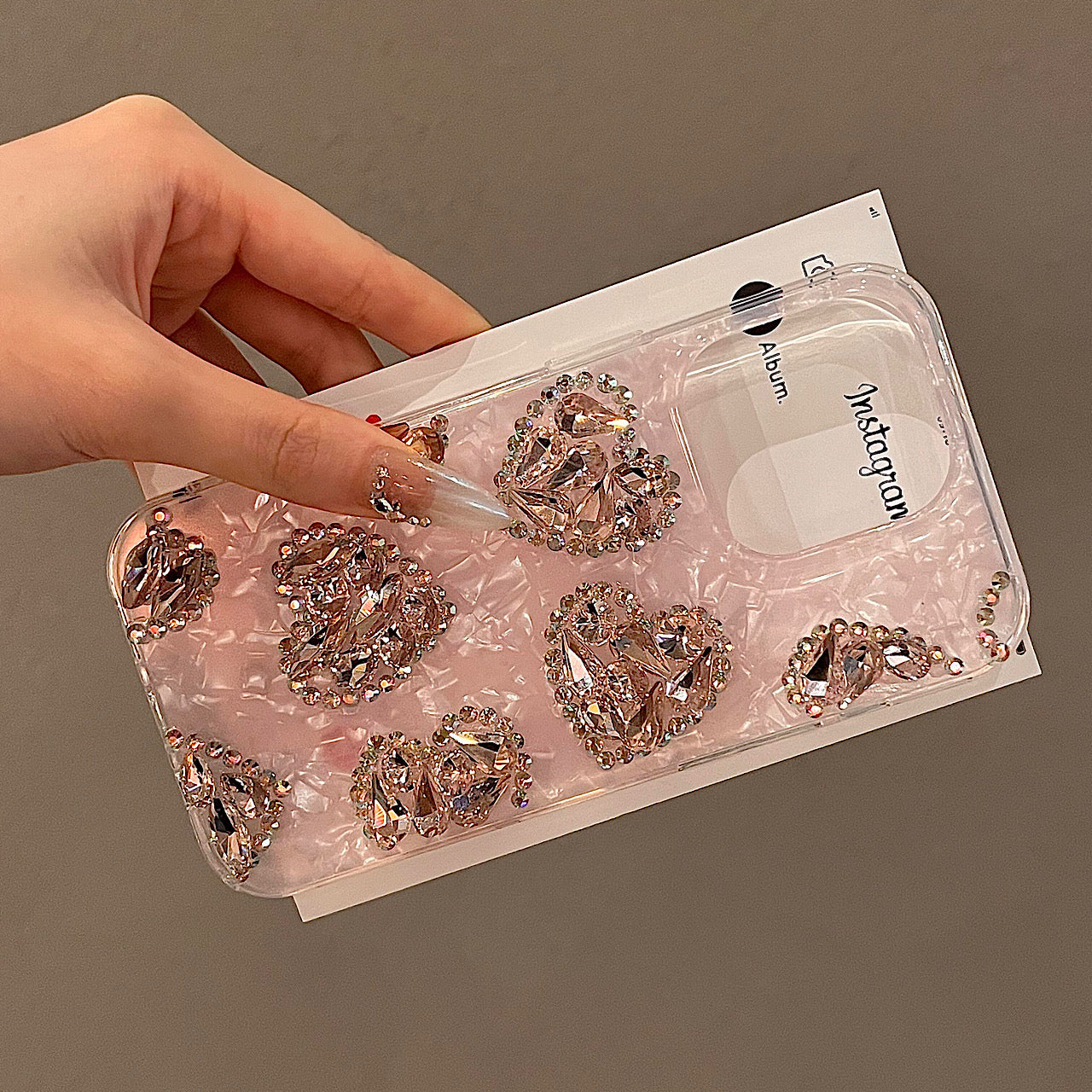 iPhoneケース おしゃれ キラキラ クリスタル ハート スマホケース