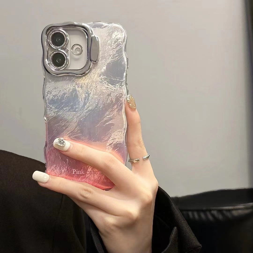 iPhoneケース おしゃれ 大理石風 ダブルカラー スタンド付き スマホケース