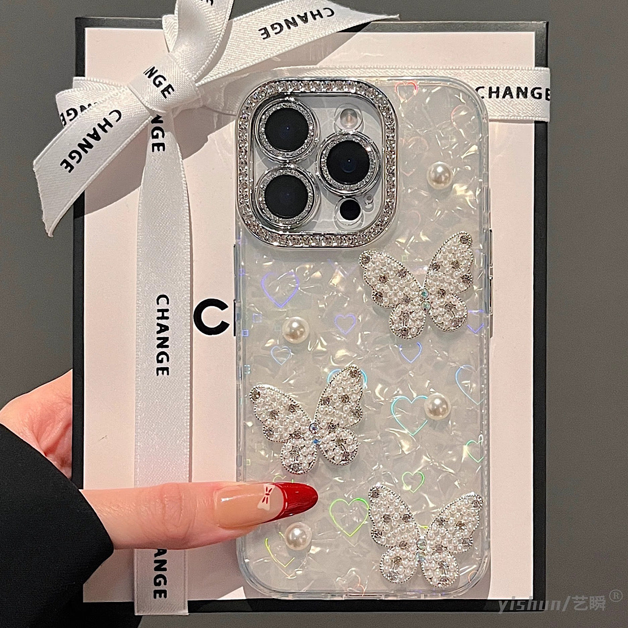 iPhoneケース おしゃれ キラキラ 立体 リボン スマホケース