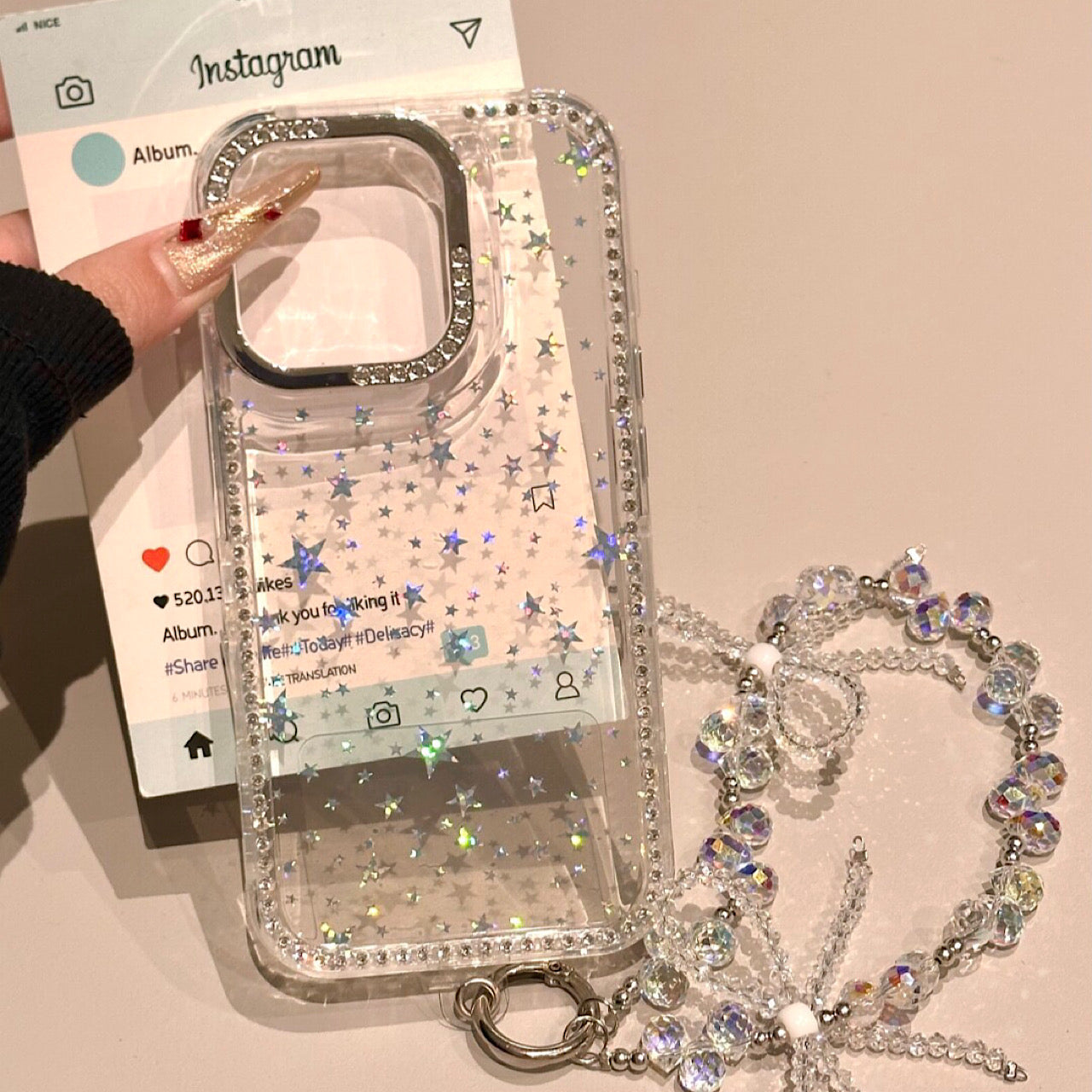 iPhoneケース おしゃれ ハート スター ホワイト スマホケース