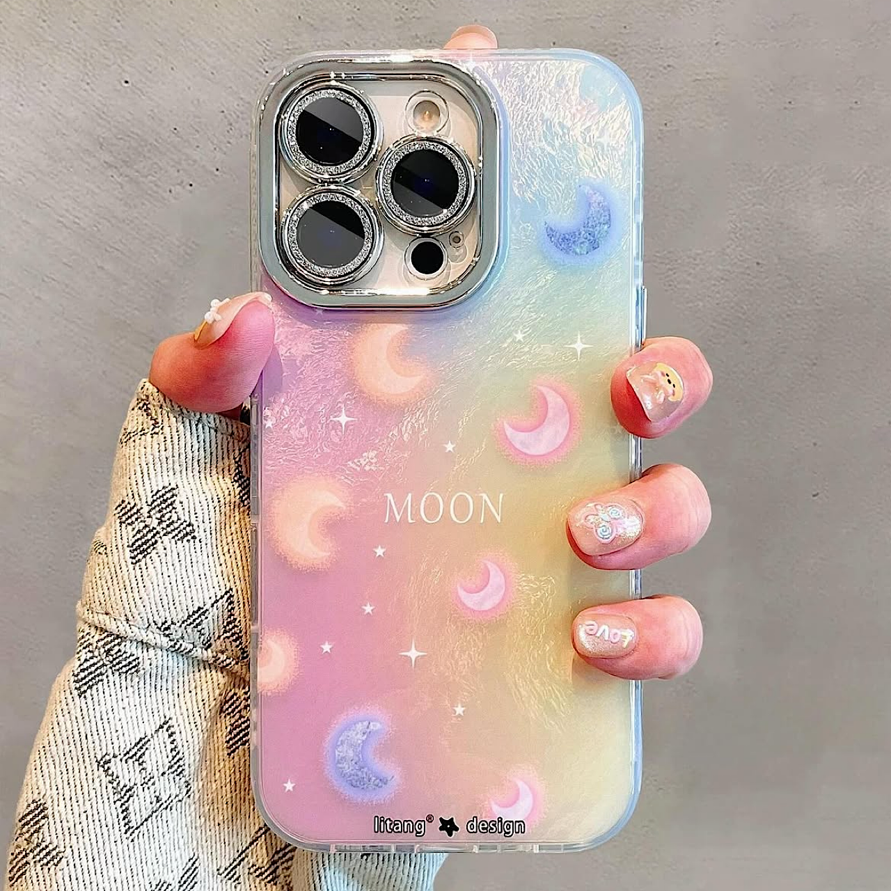 iPhoneケース カラフル ムーン おしゃれ スマホケース