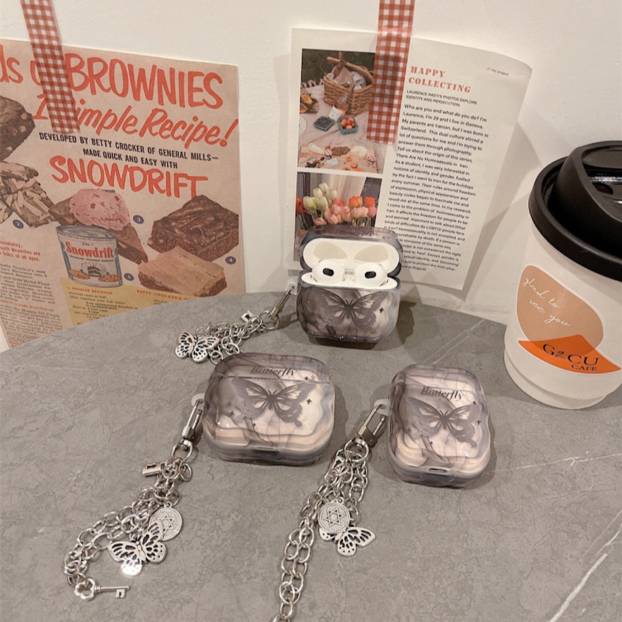 AirPodsケース おしゃれ ブラック 蝶々 Airpods Proケース