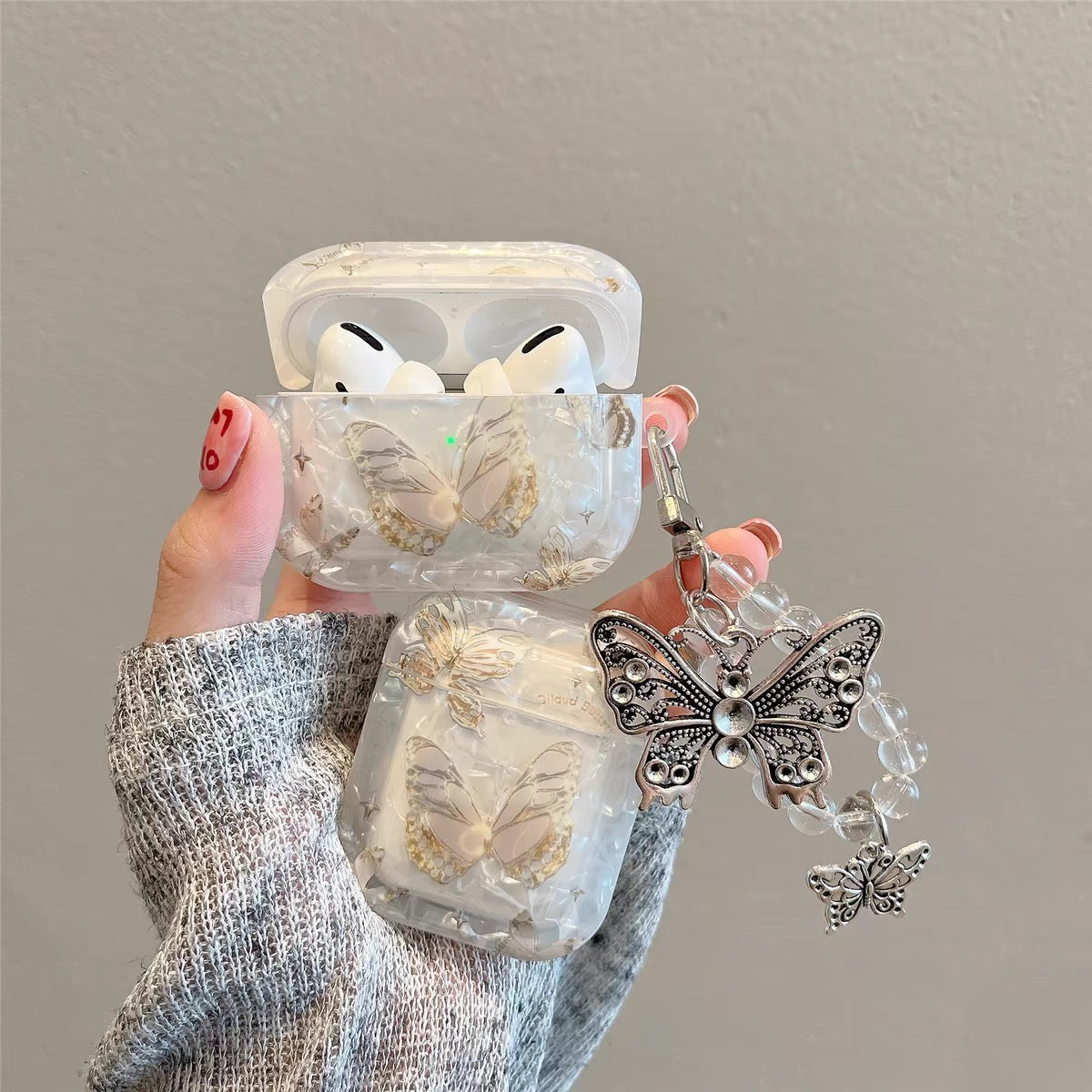AirPodsケース おしゃれ 蝶々 キラキラ AirPods Proケース