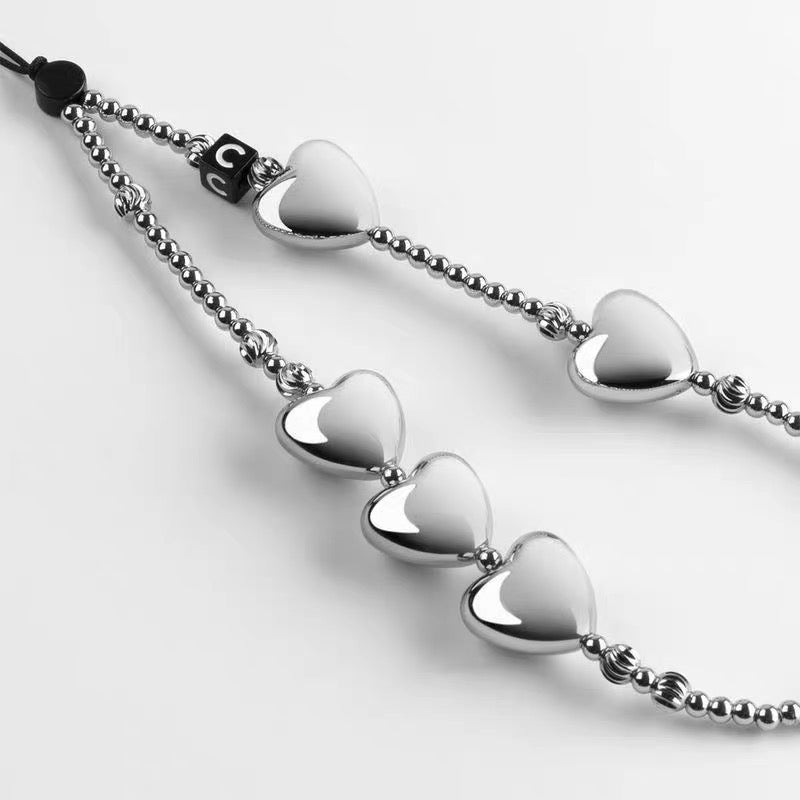 携帯ストラップ おしゃれ シルバー ゴールド 単色 ハート スマホストラップ