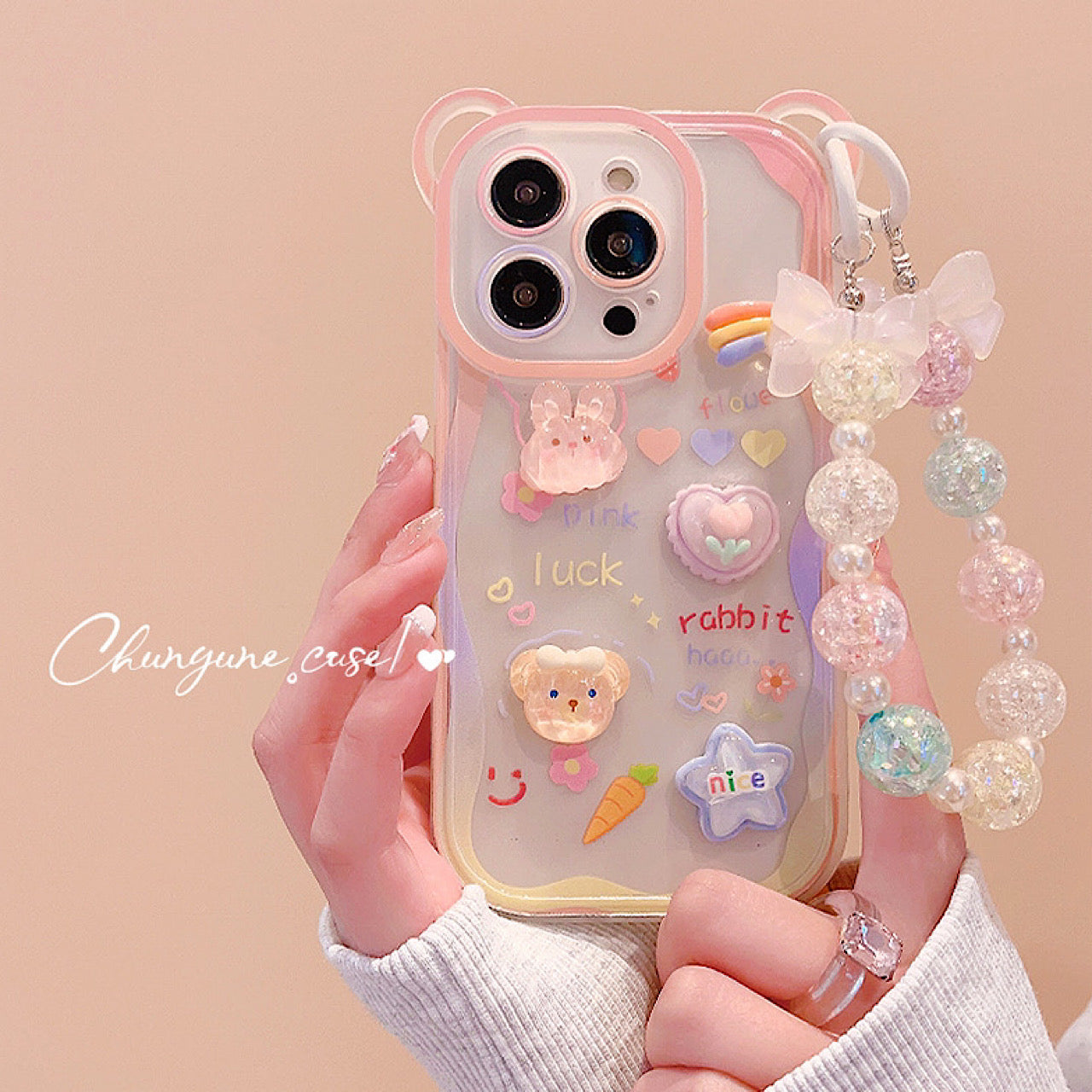 iPhoneケース かわいい カラフル アニマル ストラップ付き スマホケース