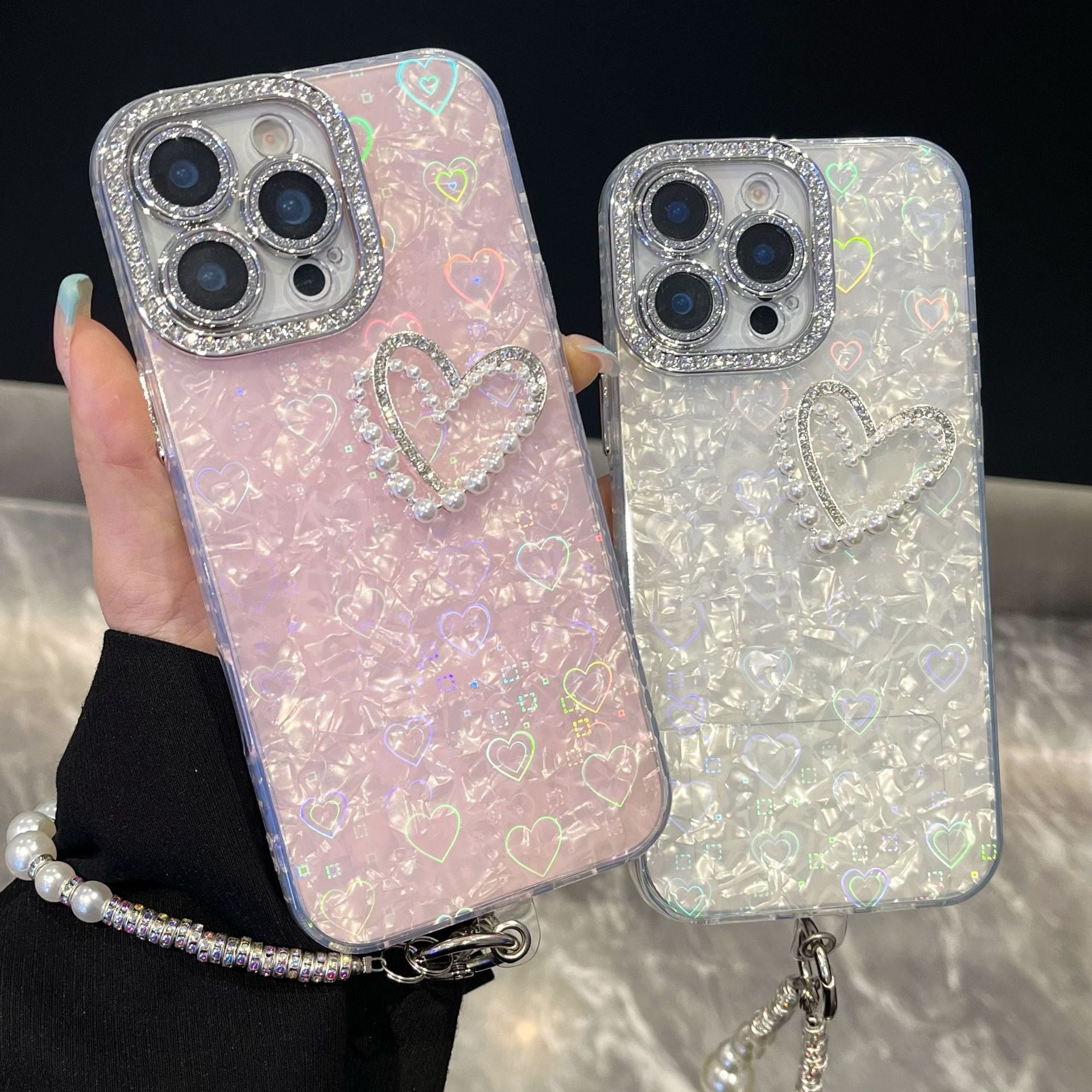 iPhoneケース おしゃれ ハート キラキラ カメラ保護付き スマホケース