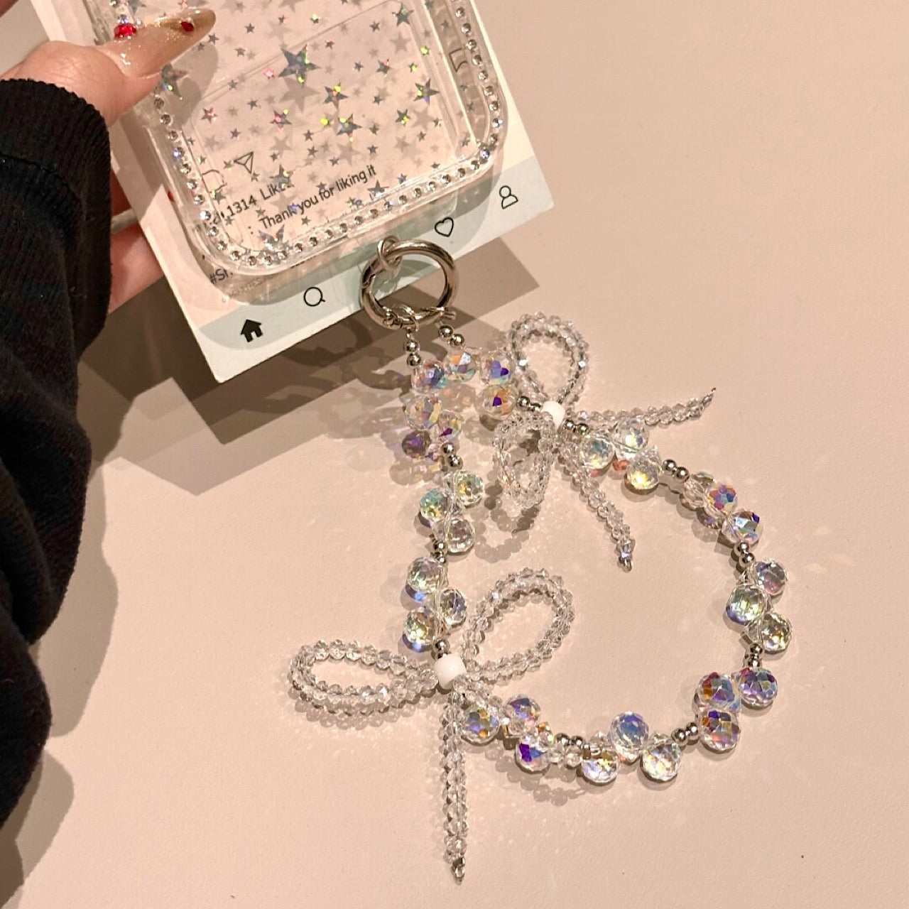 iPhoneケース おしゃれ ハート スター ホワイト スマホケース