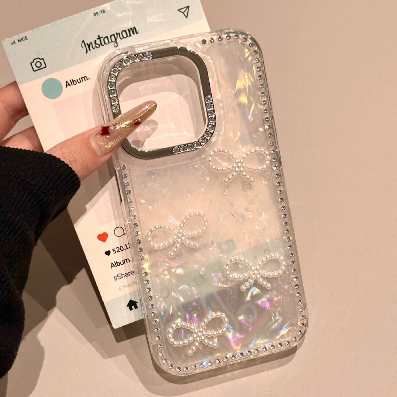 iPhoneケース おしゃれ ハート スター ホワイト スマホケース