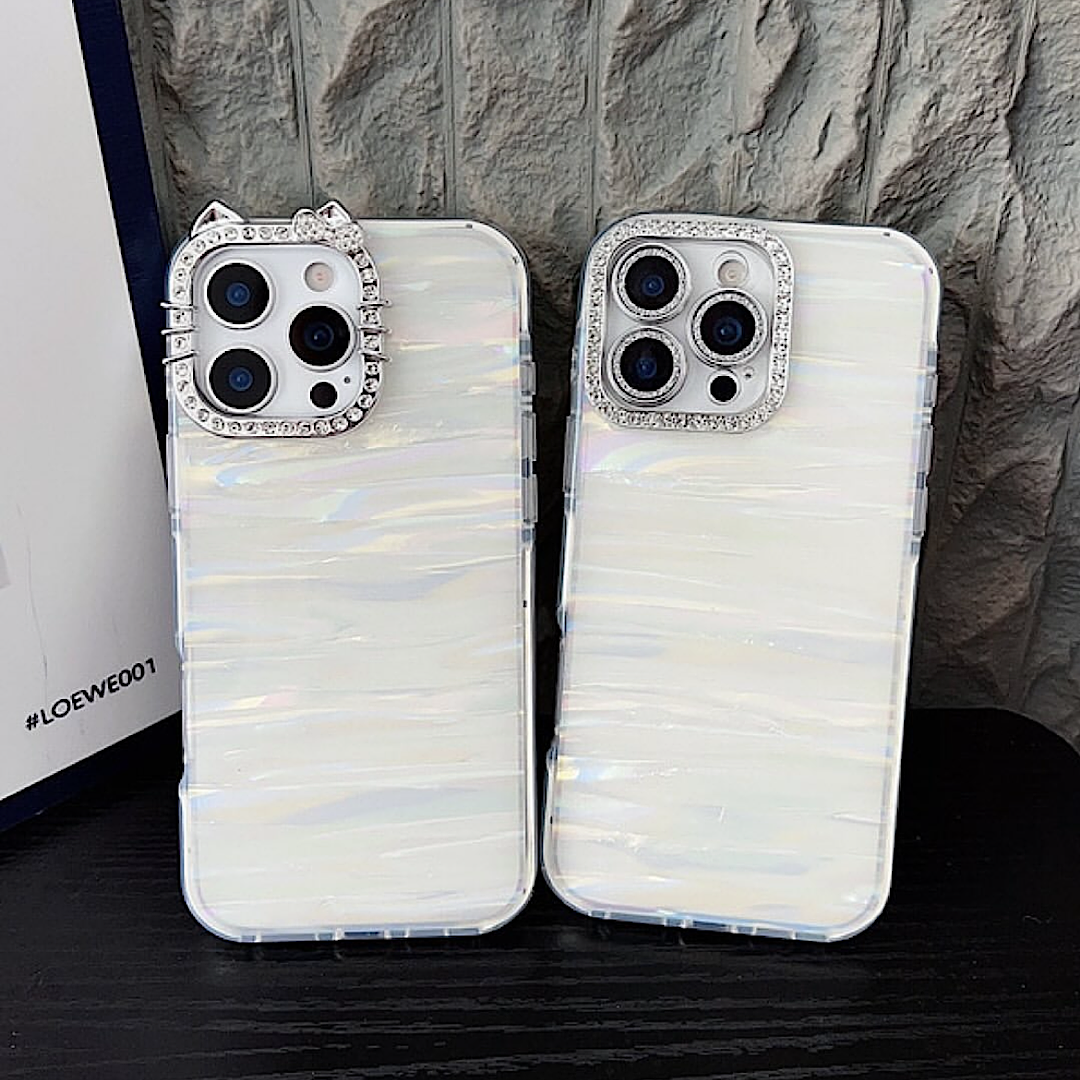 iPhoneケース オーロラホワイト キラキラ スマホケース