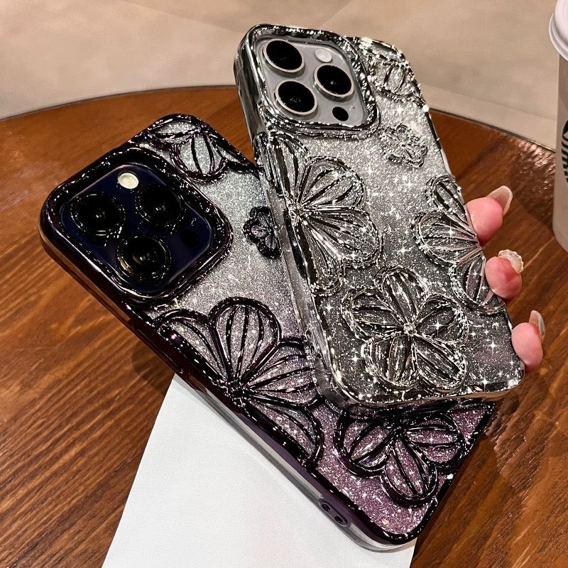 iPhoneケース おしゃれ 立体 フラワー 透明 クリア スマホケース