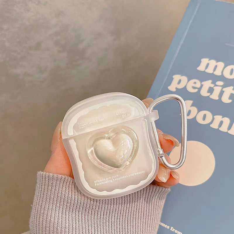 AirPodsケース 立体 ホワイト ハート おしゃれ AirPods proケース