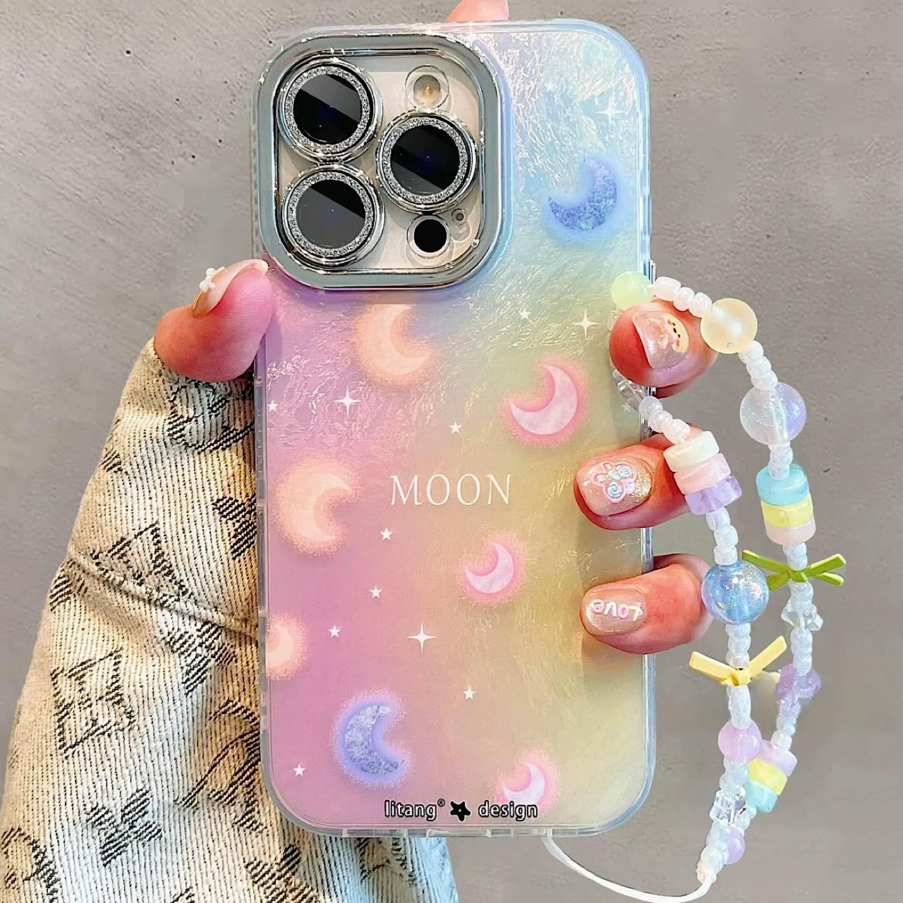 iPhoneケース カラフル ムーン おしゃれ スマホケース