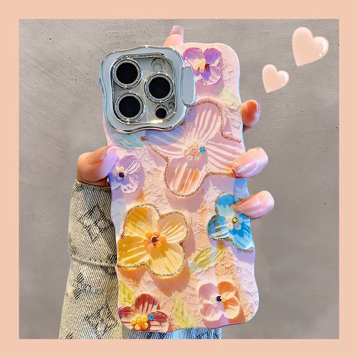 iPhoneケース おしゃれ カラフル フラワー スタンド付き スマホケース