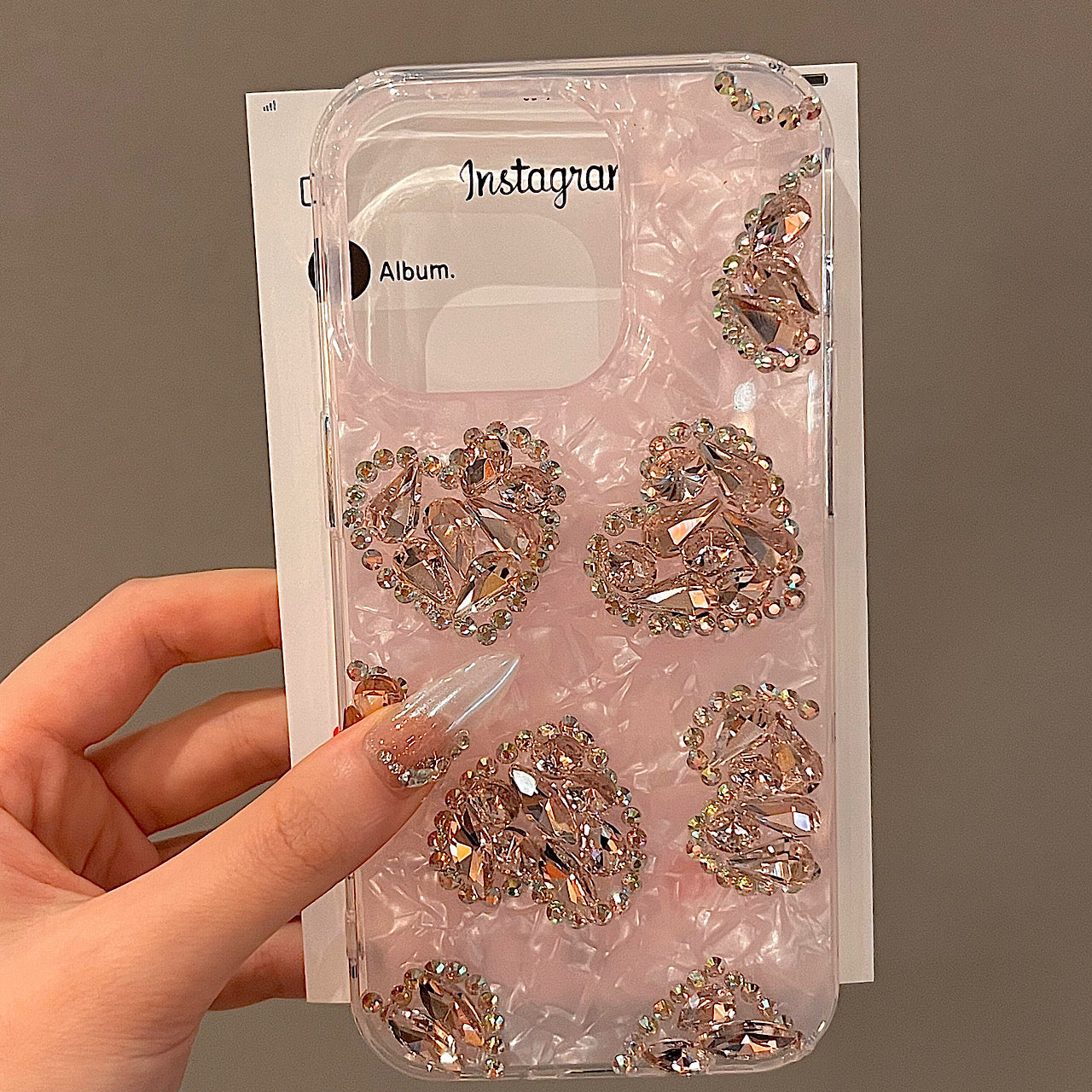 iPhoneケース おしゃれ キラキラ クリスタル ハート スマホケース