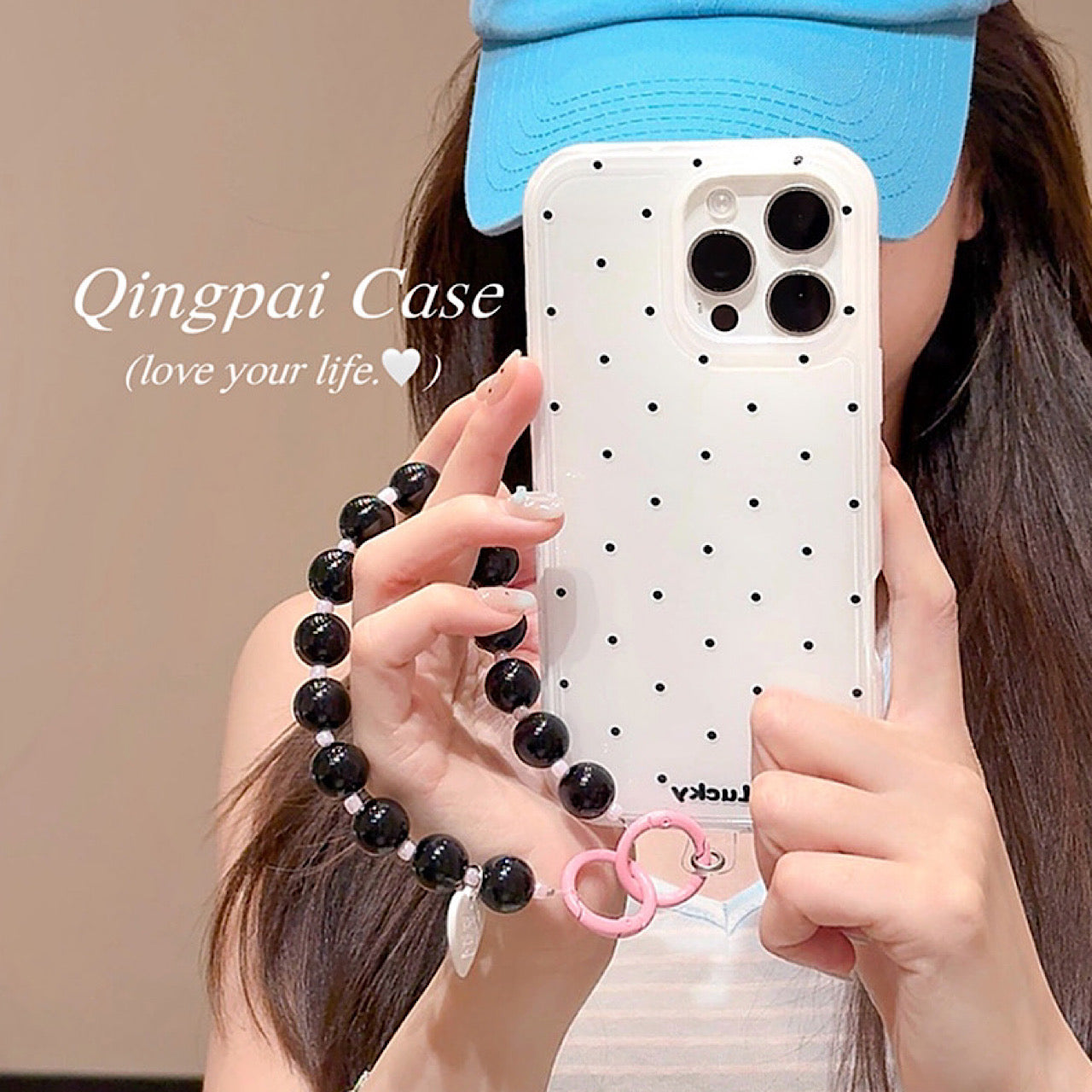 iPhoneケース シンプルドット ホワイト スマホケース