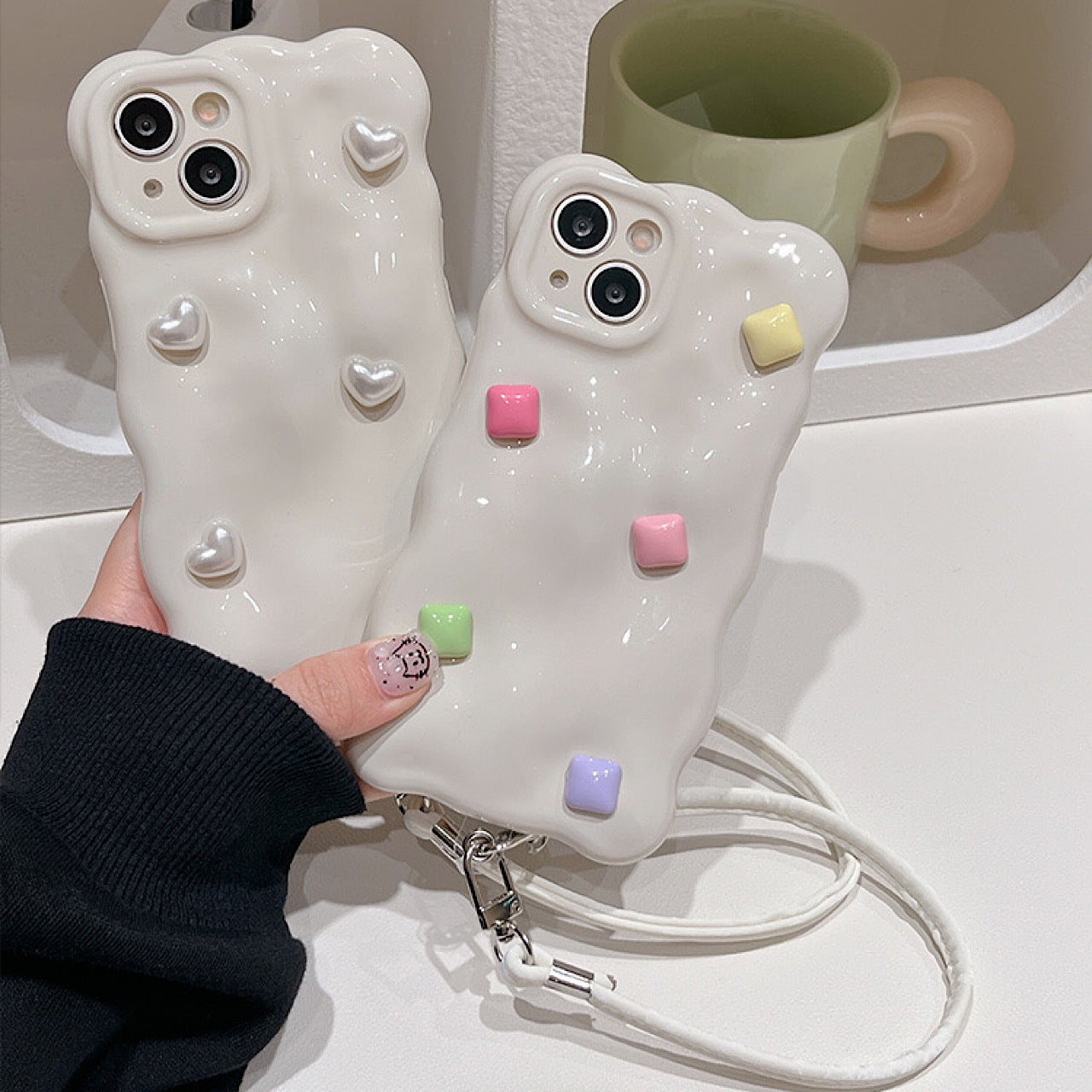 iPhoneケース 立体 ハート おしゃれ 凹凸 スマホケース