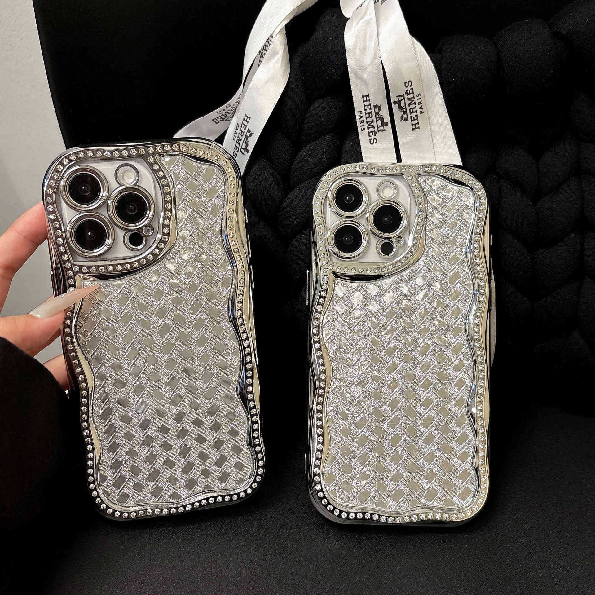 iPhoneケース ラグジュアリー シルバーグリッター スマホケース