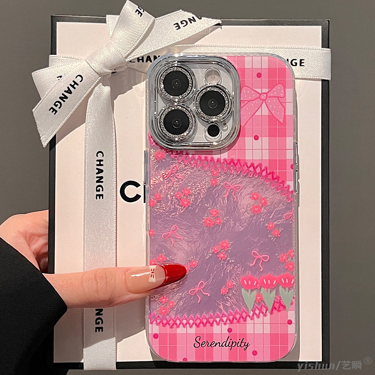 iPhoneケース おしゃれ フラワー キラキラ カメラ保護付き スマホケース