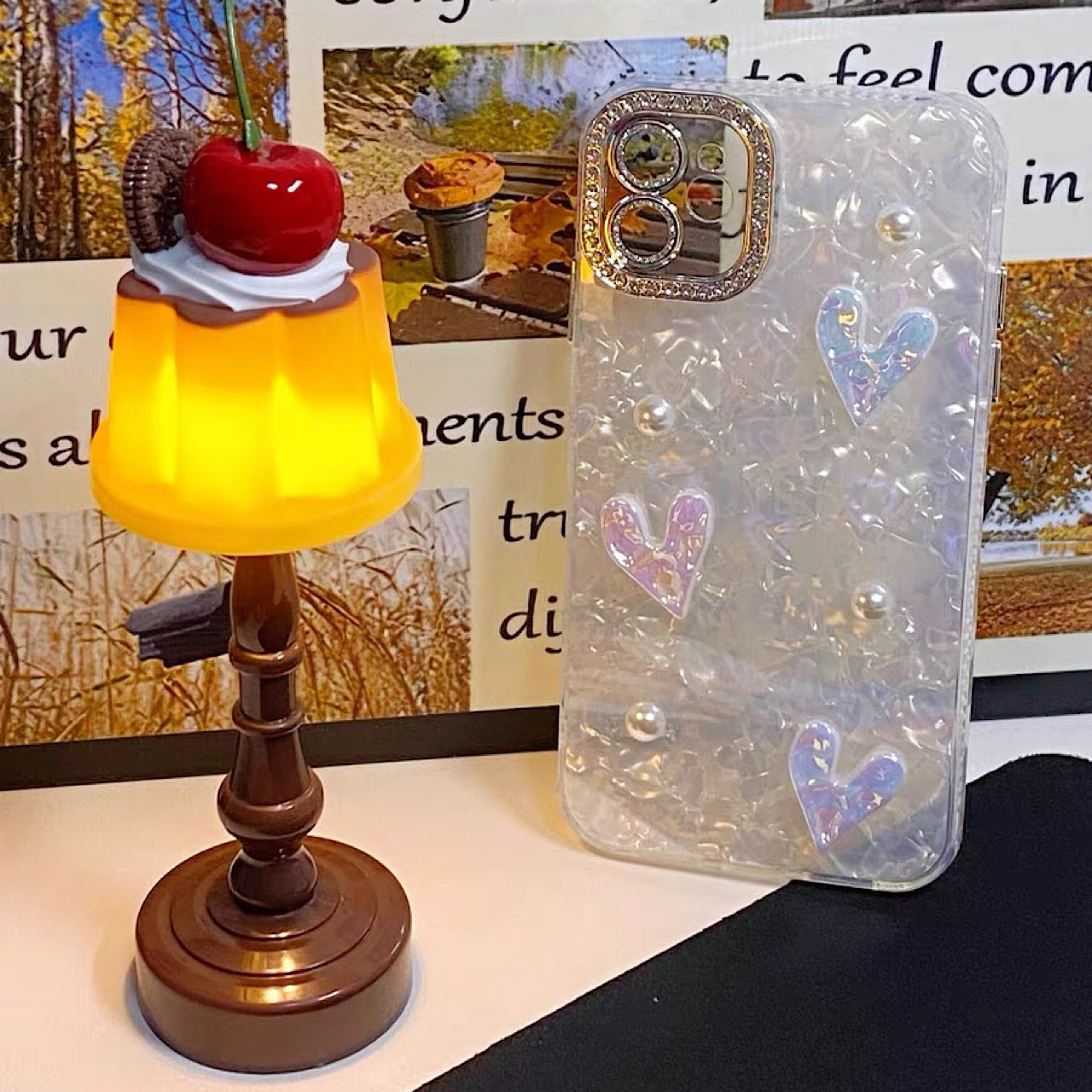 iPhoneケース おしゃれ ぷっくり ハート オーロラハート パール 透明感 うるうる ツヤ感 スマホケース