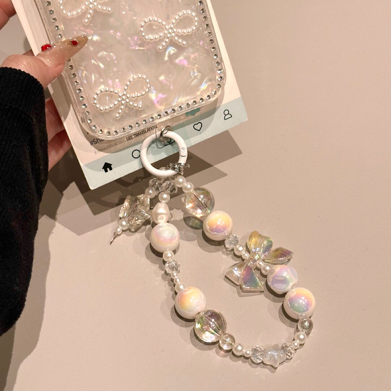 iPhoneケース おしゃれ ハート スター ホワイト スマホケース