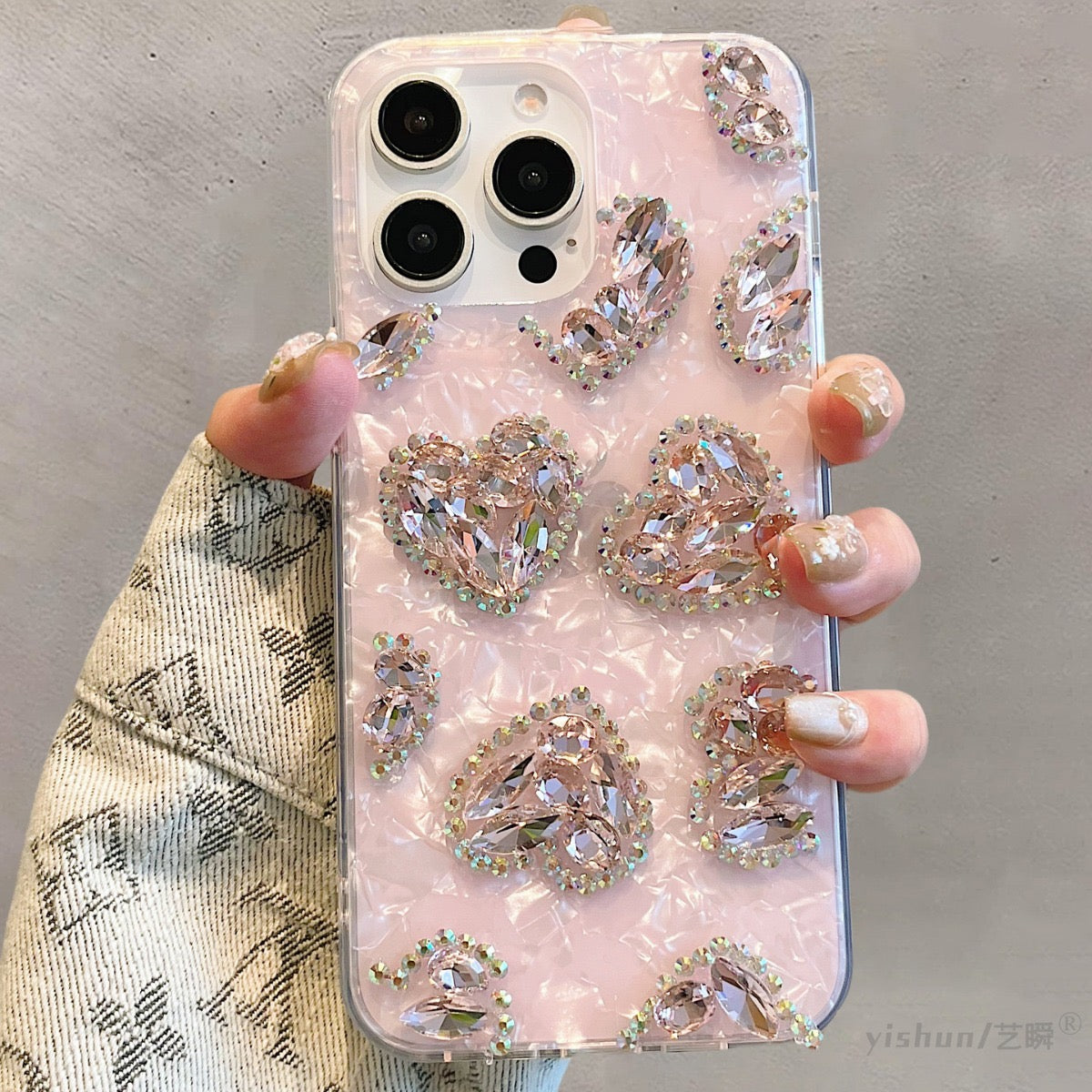 iPhoneケース おしゃれ ホワイト キラキラ ハート スマホケース