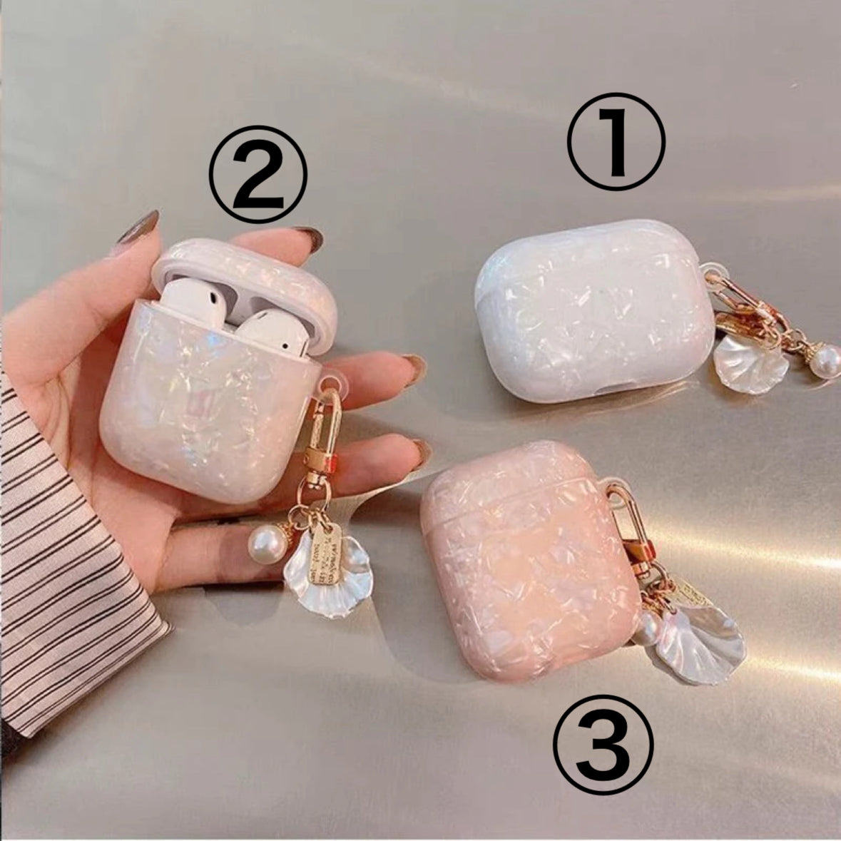 AirPodsケース キラキラ おしゃれ 貝殻 AirPods Proケース