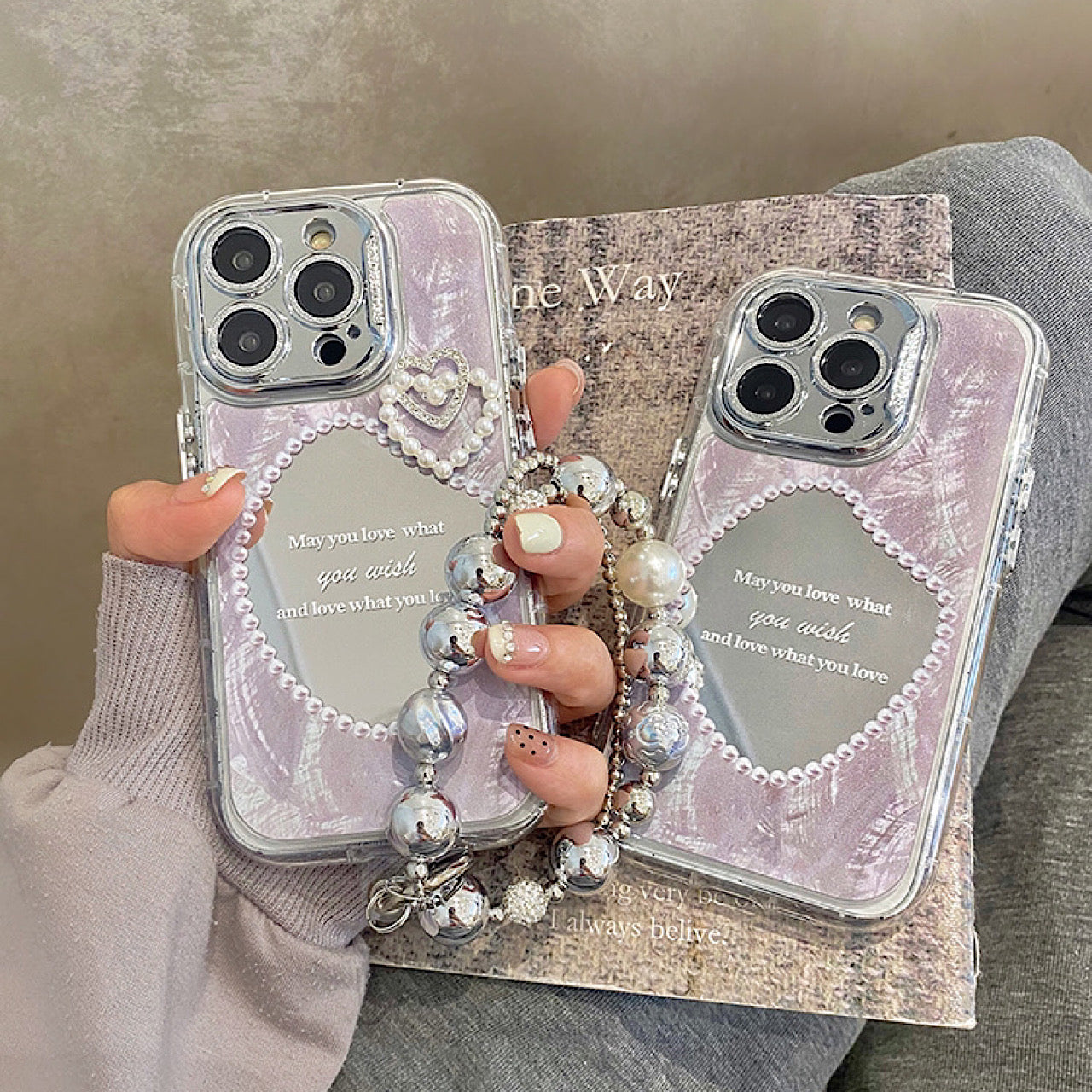 iPhoneケース おしゃれ 立体 ハート ミラー スマホケース