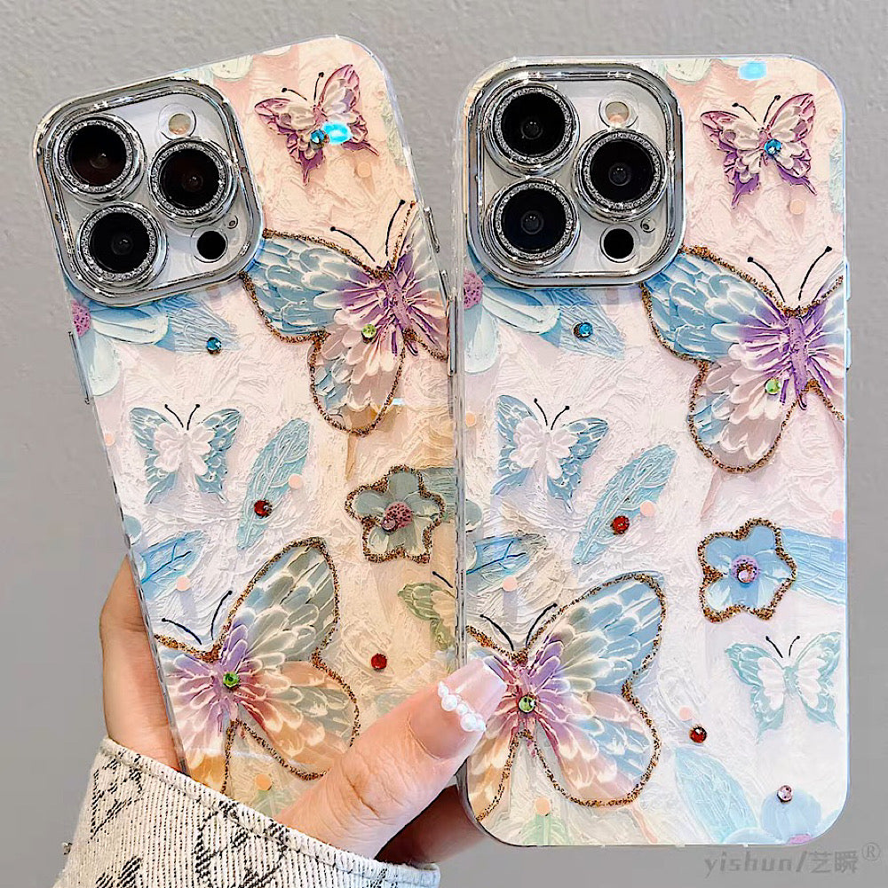 iPhoneケース カラフル 蝶々 おしゃれ スマホケース