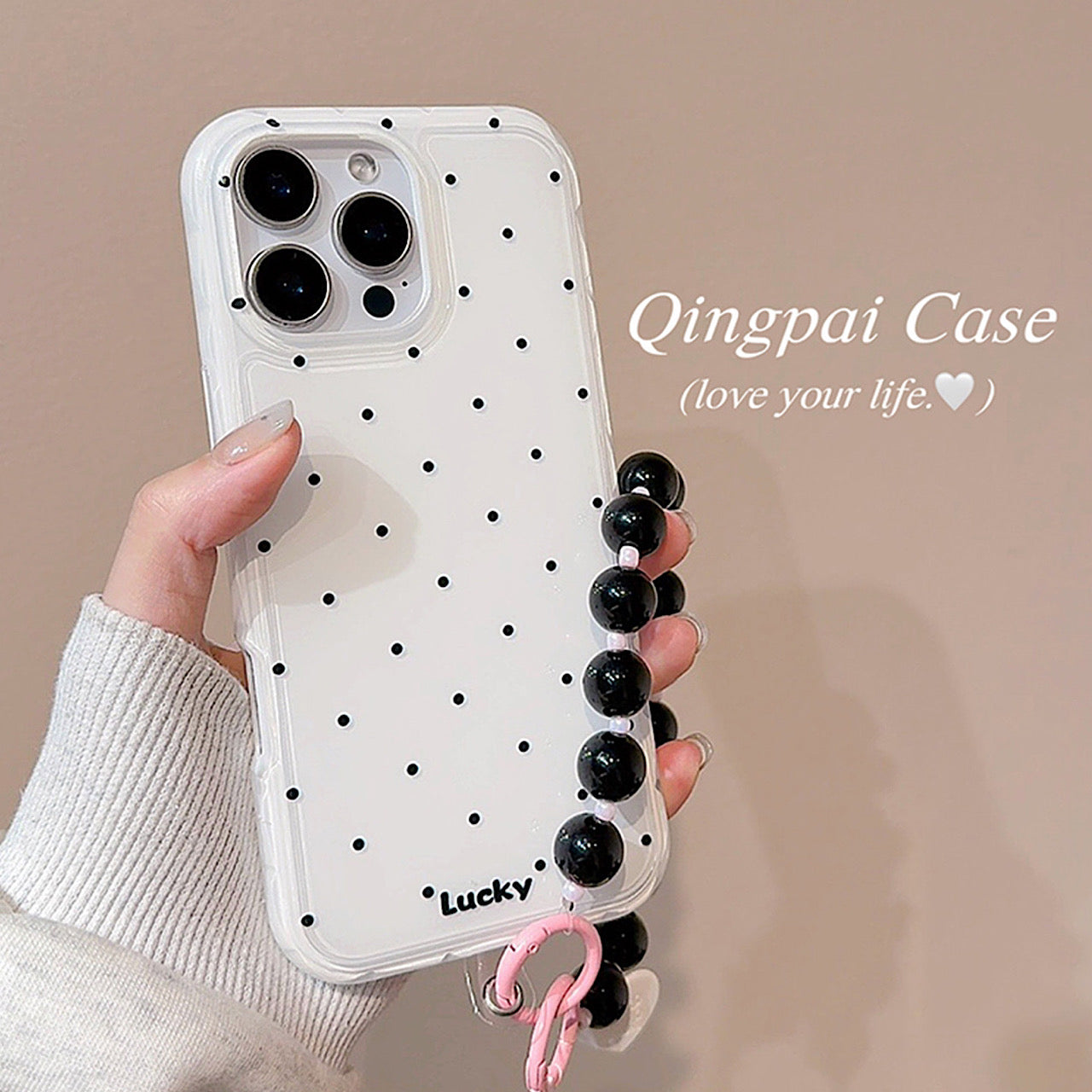 iPhoneケース シンプルドット ホワイト スマホケース