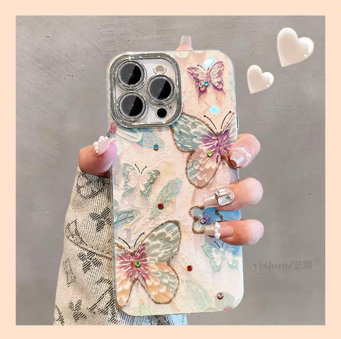 iPhoneケース カラフル 蝶々 おしゃれ スマホケース