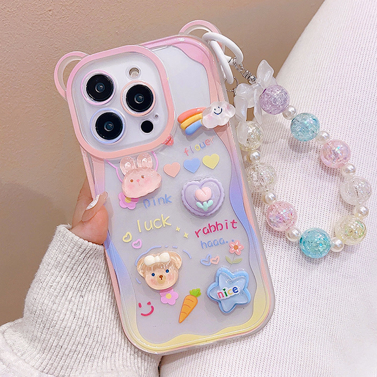 iPhoneケース かわいい カラフル アニマル ストラップ付き スマホケース