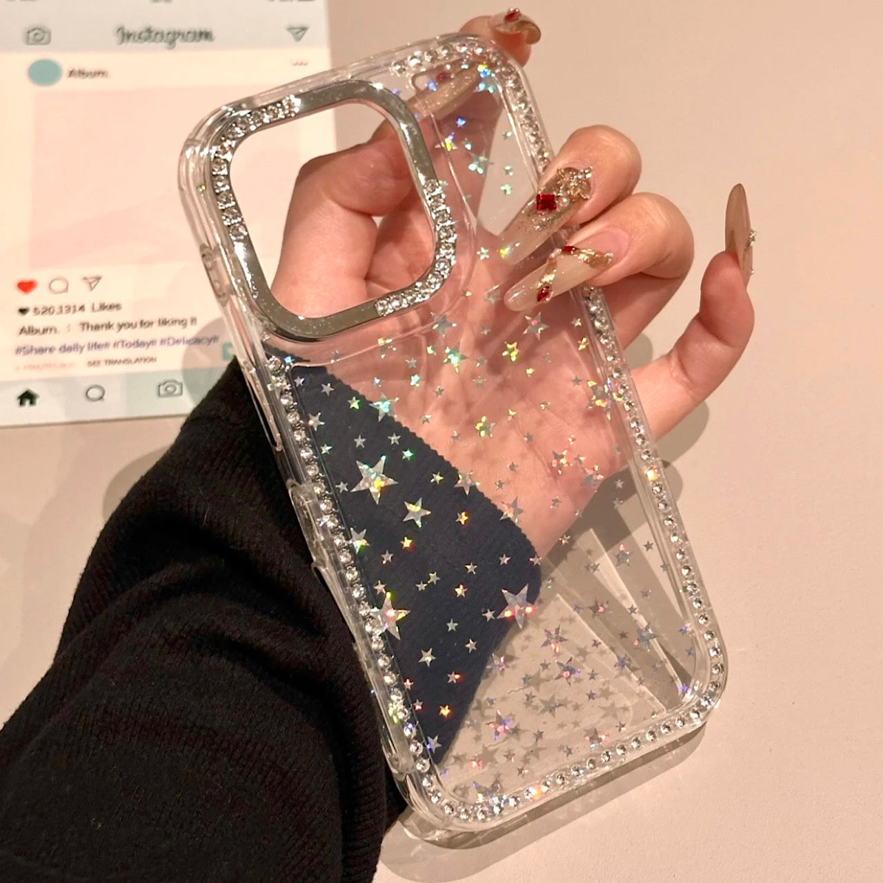 iPhoneケース おしゃれ ハート スター ホワイト スマホケース