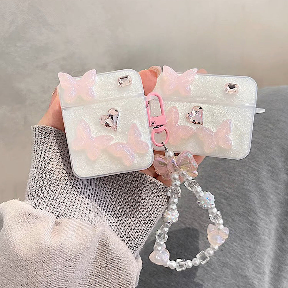 AirPodsケース かわいい ピンク 立体 蝶々 AirPods proケース