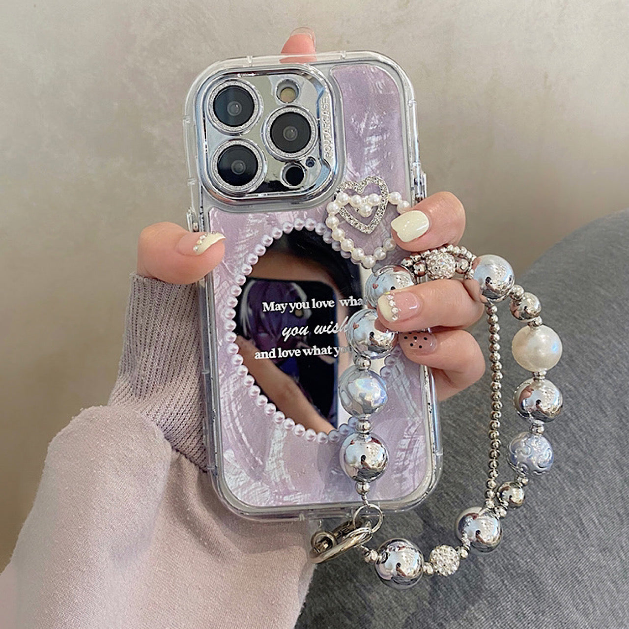 iPhoneケース おしゃれ 立体 ハート ミラー スマホケース