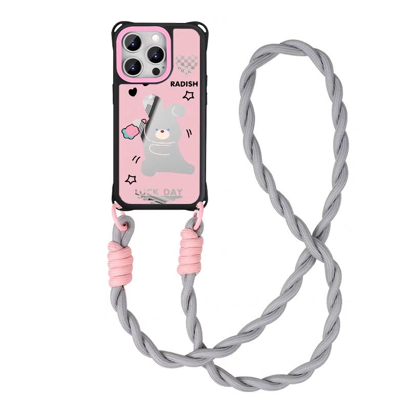 iPhoneケース かわいい うさぎ にんじん 頑丈 ショルダー ストラップ スマホケース