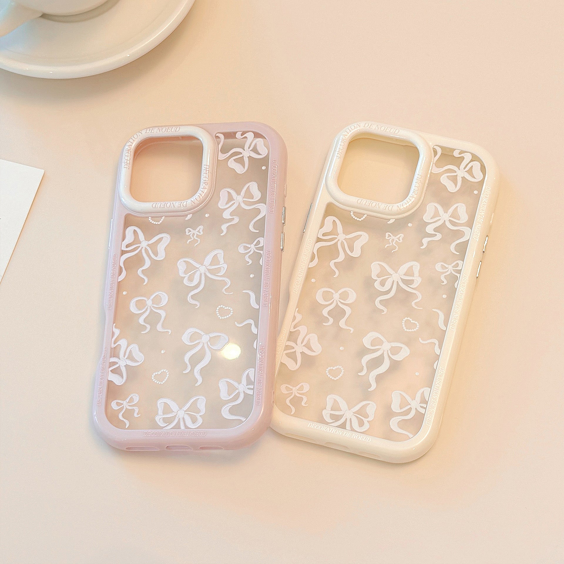 iPhoneケース ガーリー リボン 透明 クリア スマホケース