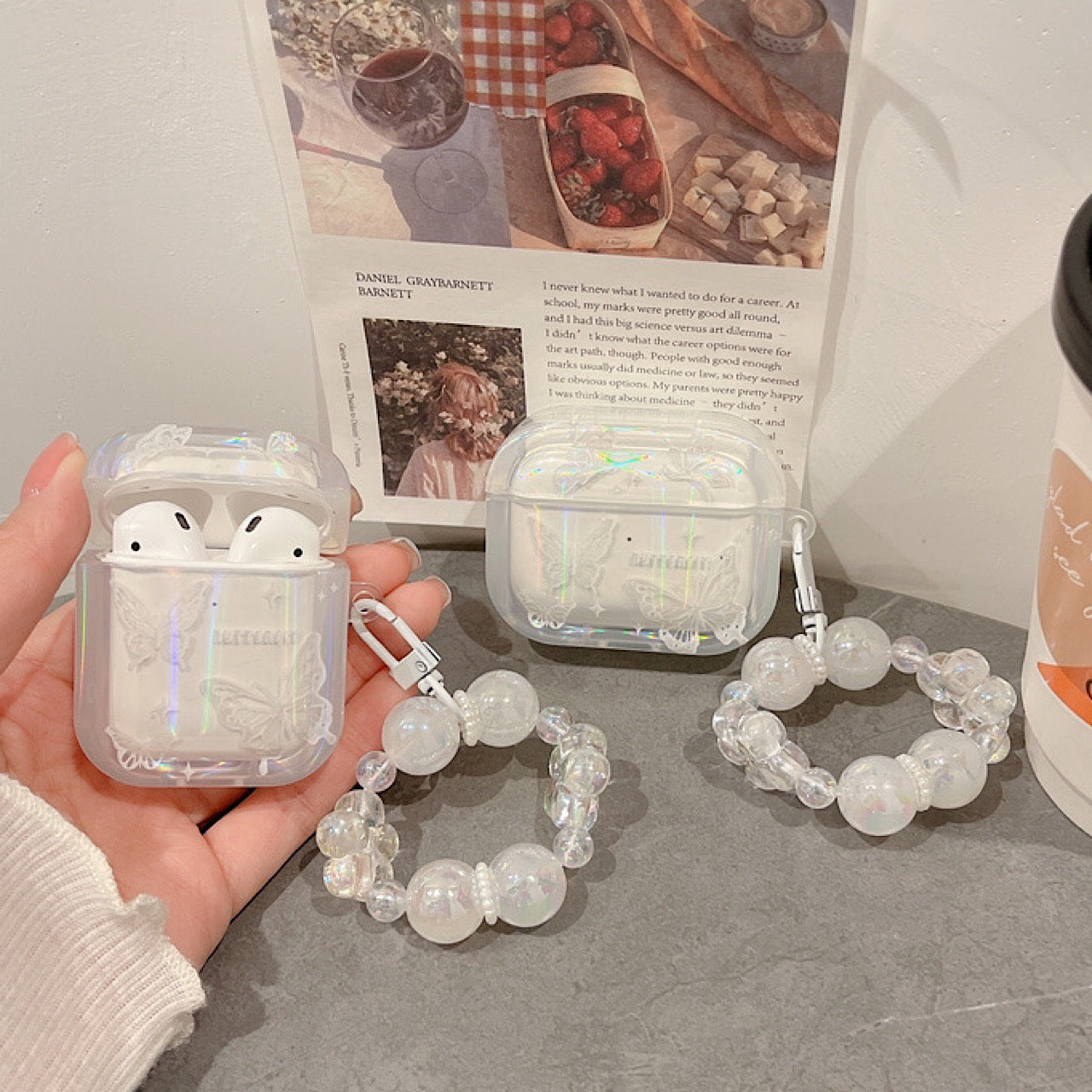 AirPodsケース おしゃれ 蝶々 透明 クリア AirPods Proケース