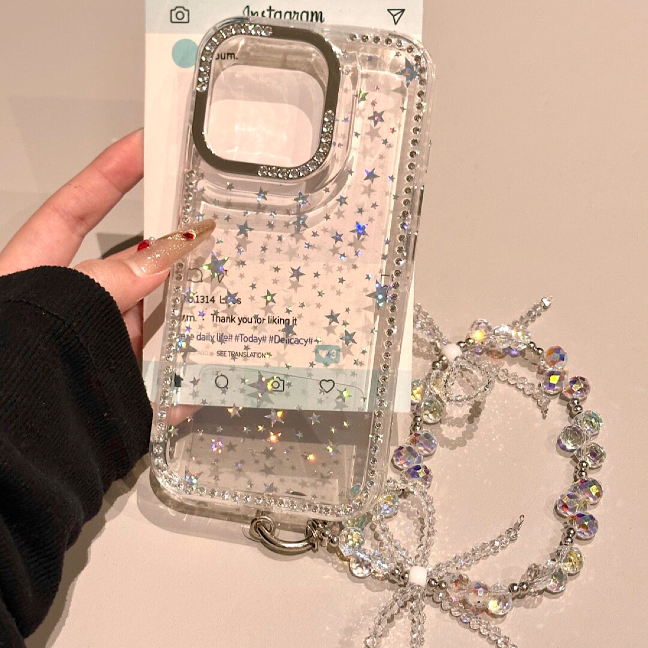 iPhoneケース おしゃれ ハート スター ホワイト スマホケース