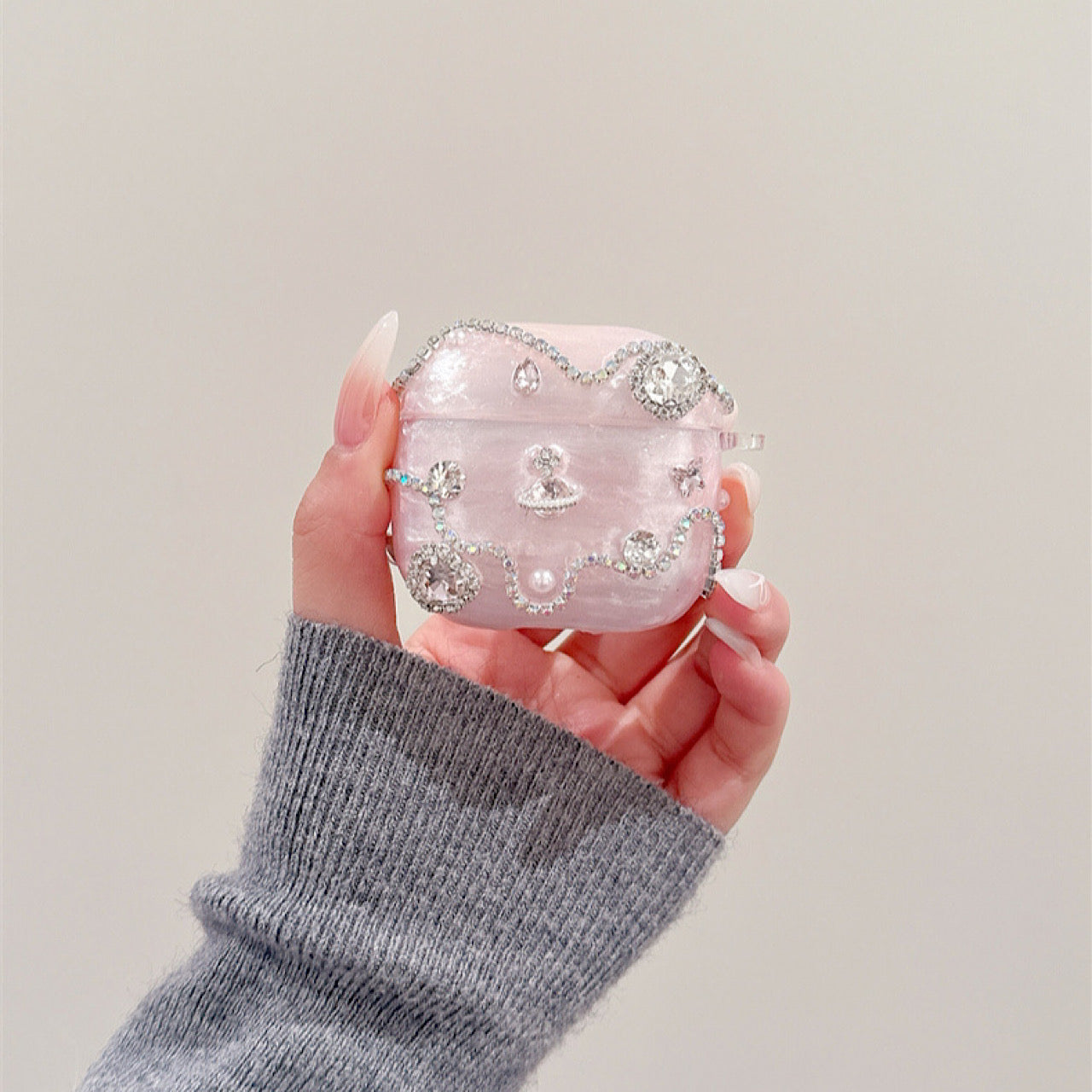 AirPodsケース おしゃれ キラキラ ダイヤモンド ピンク AirPodsケース