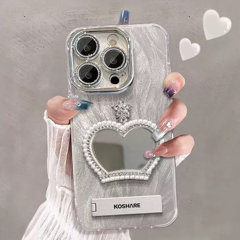 iPhoneケース おしゃれ 王冠 ミラー付き スマホケース