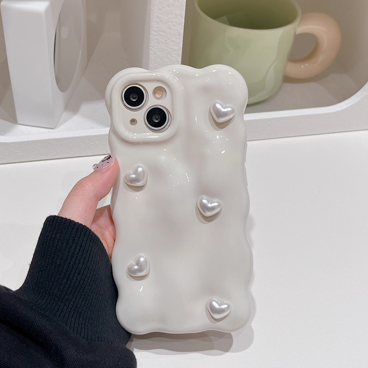 iPhoneケース 立体 ハート おしゃれ 凹凸 スマホケース