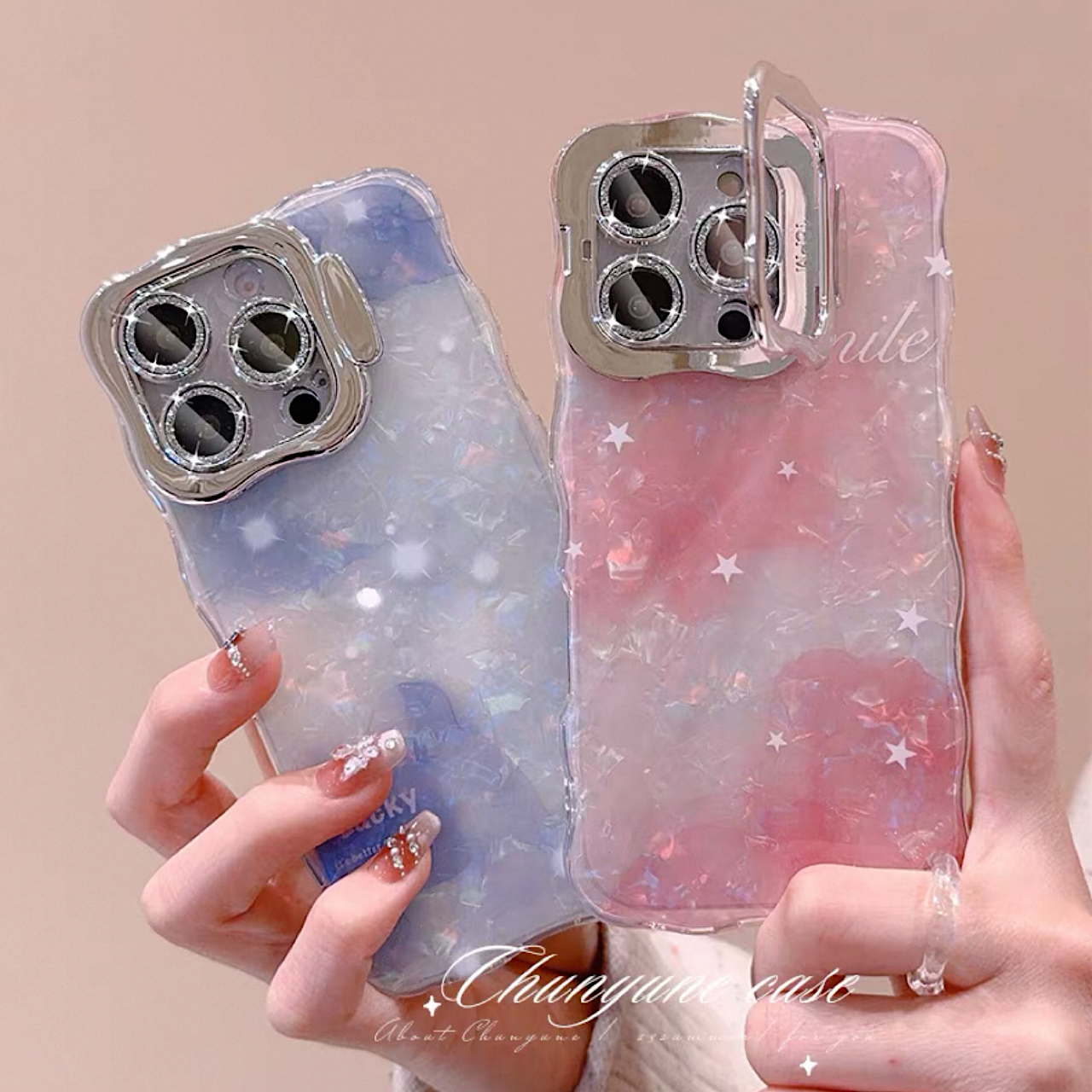 iPhoneケース おしゃれ 大理石風 キラキラ スタンド付き スマホケース