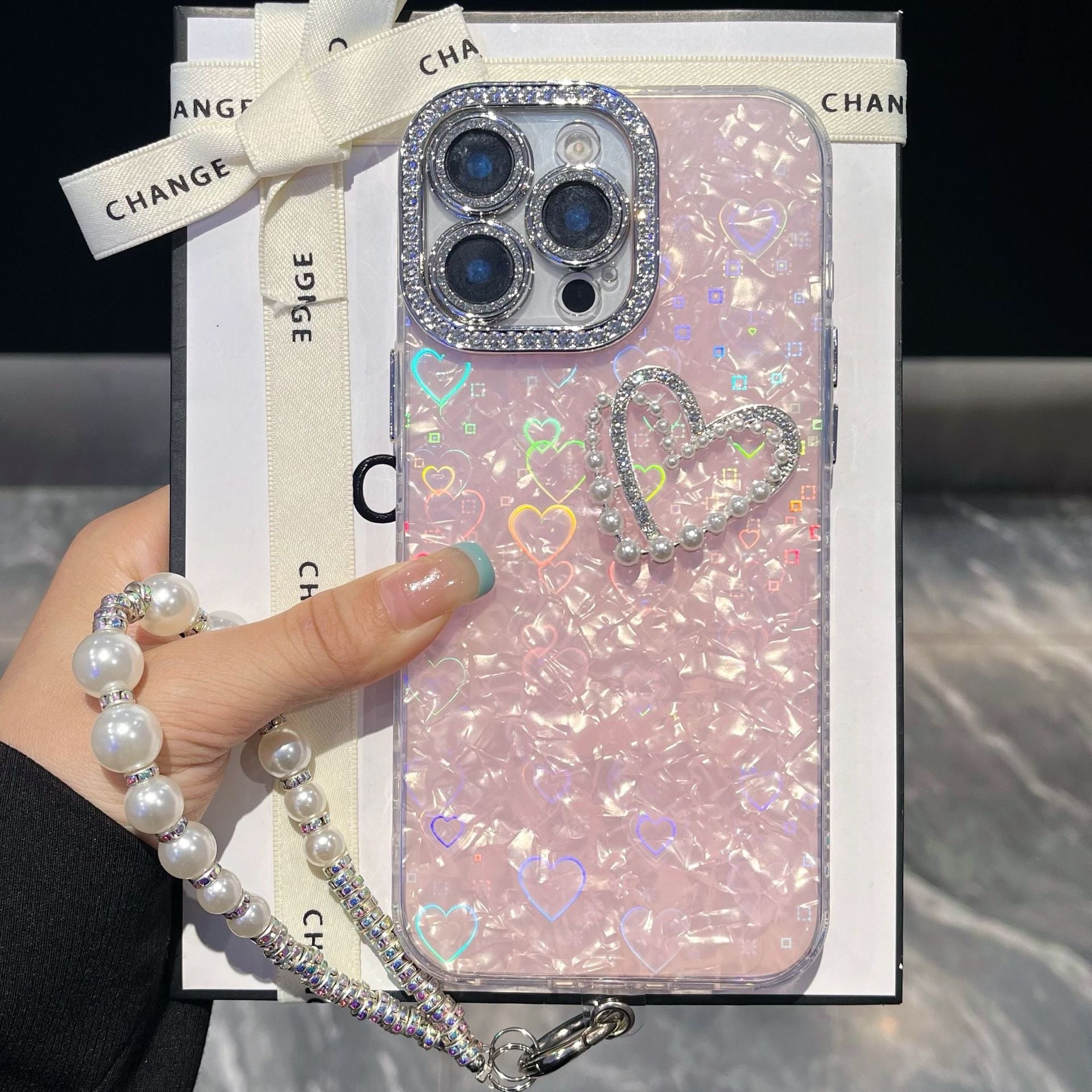 iPhoneケース おしゃれ ハート キラキラ カメラ保護付き スマホケース