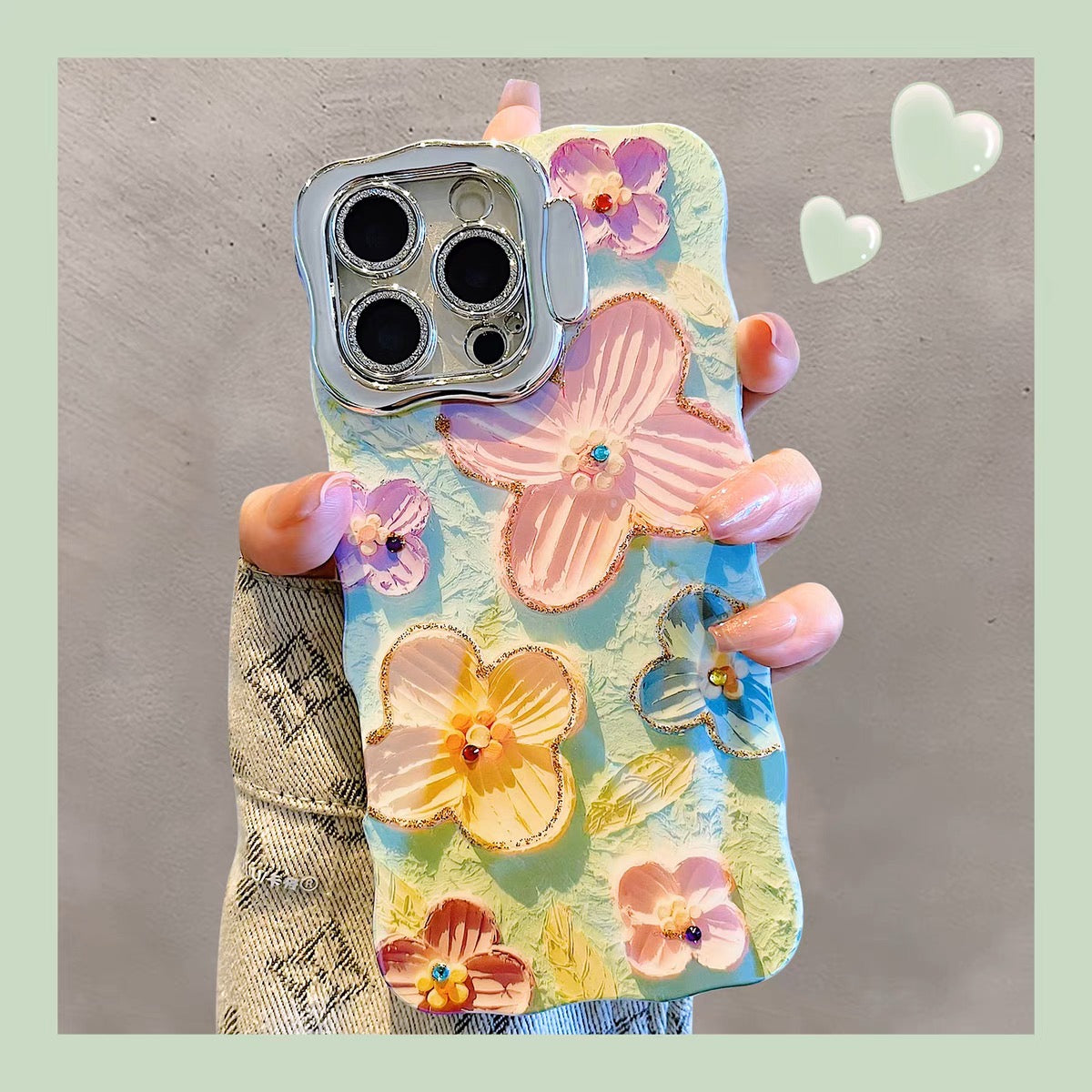 iPhoneケース おしゃれ カラフル フラワー スタンド付き スマホケース