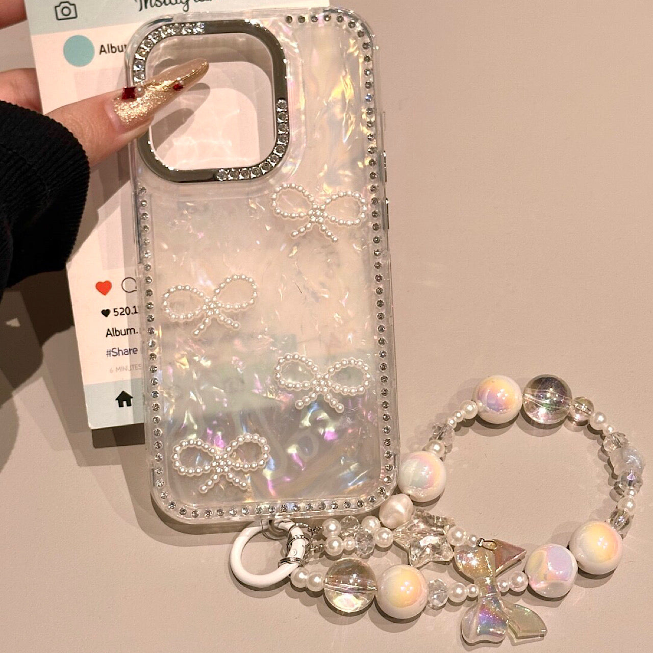 iPhoneケース おしゃれ ハート スター ホワイト スマホケース