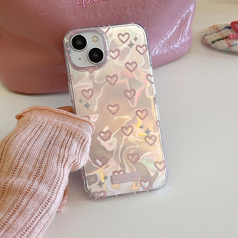 iPhoneケース 大人ガーリーピンク ハート スマホケース