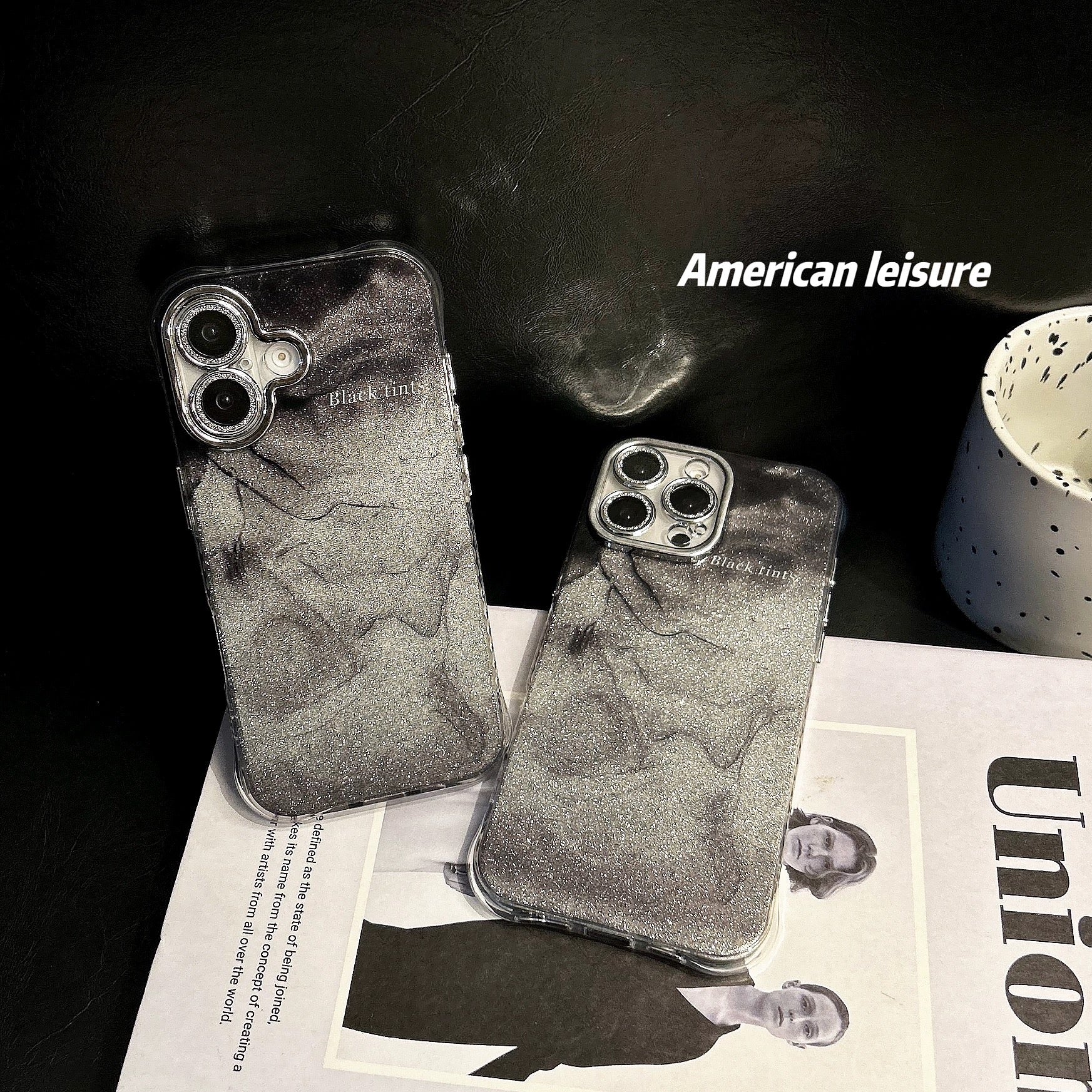 iPhoneケース おしゃれ キラキラ ブラック スマホケース