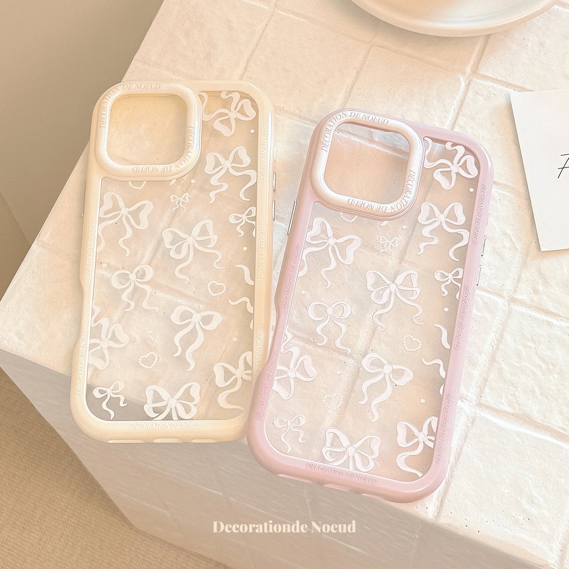 iPhoneケース ガーリー リボン 透明 クリア スマホケース